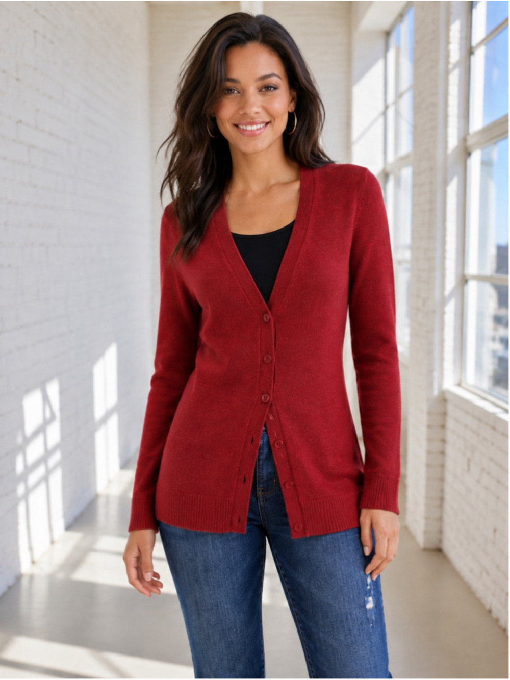 GAP Women’s Tierra Red Boyfriend V-Neck Cardigan Sweater – Size Small